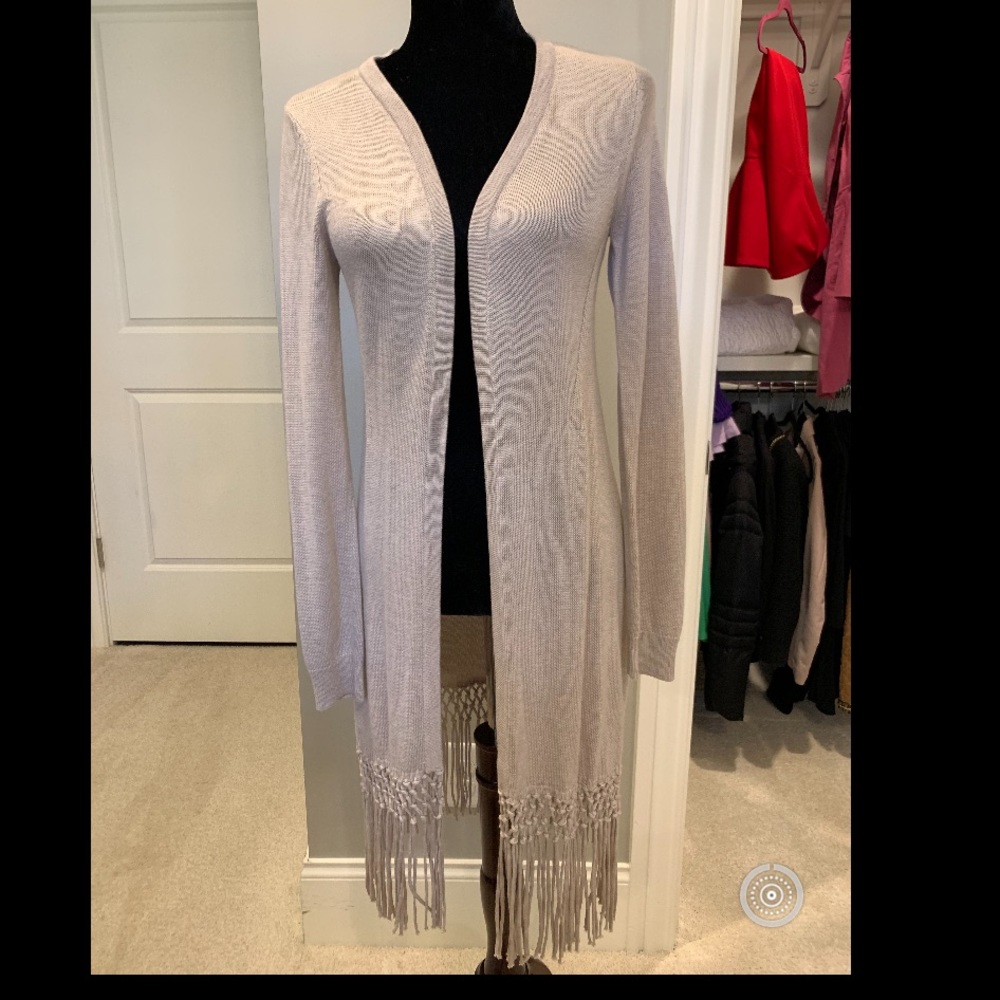 Knit Cardigan with Fringe detail